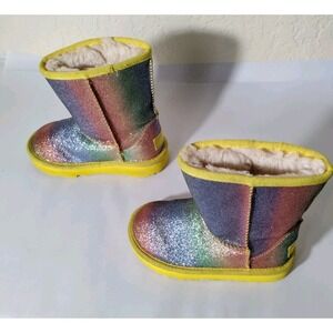 UGG Classic II Rainbow Glitter Metallic Sheepskin Girls Size 9